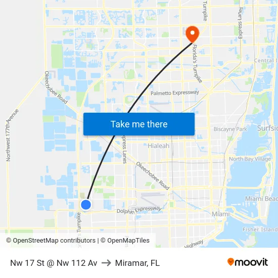 Nw 17 St @ Nw 112 Av to Miramar, FL map