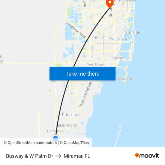 Busway & W Palm Dr to Miramar, FL map