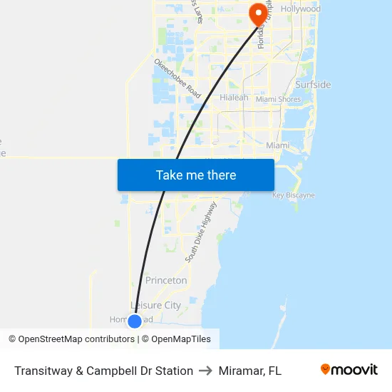 Transitway & Campbell Dr Station to Miramar, FL map