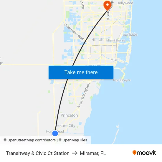Transitway & Civic Ct Station to Miramar, FL map