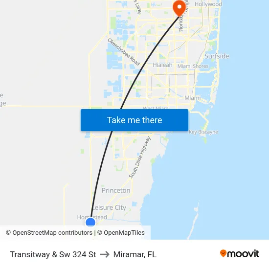 Transitway & Sw 324 St to Miramar, FL map
