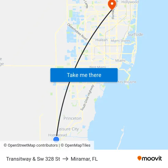 Transitway & Sw 328 St to Miramar, FL map