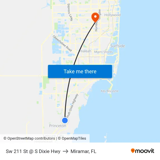 Sw 211 St @ S Dixie Hwy to Miramar, FL map