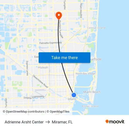 Adrienne Arsht Center to Miramar, FL map