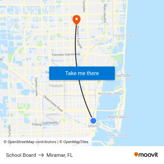 School Board to Miramar, FL map
