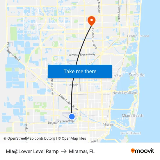 Mia@Lower Level Ramp to Miramar, FL map