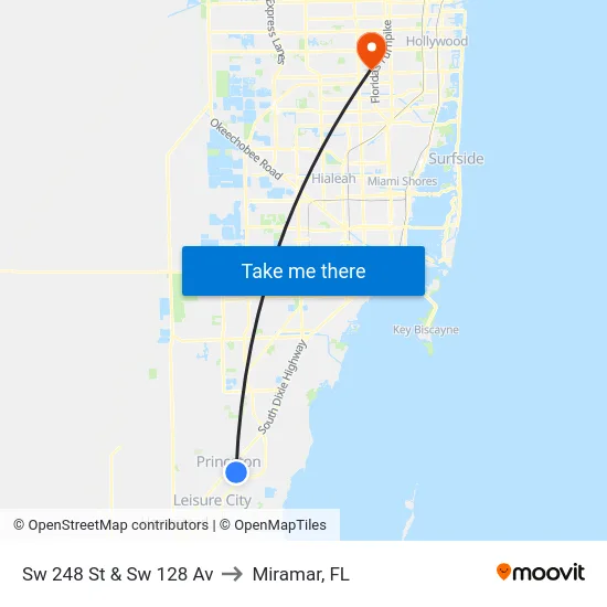 Sw 248 St & Sw 128 Av to Miramar, FL map