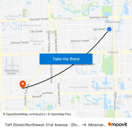 Taft Street/Northwest 31st Avenue - (Rotary Park) to Miramar, FL map