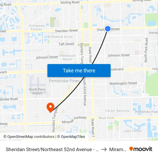 Sheridan Street/Northeast 52nd Avenue - (Sheridan Technical) to Miramar, FL map