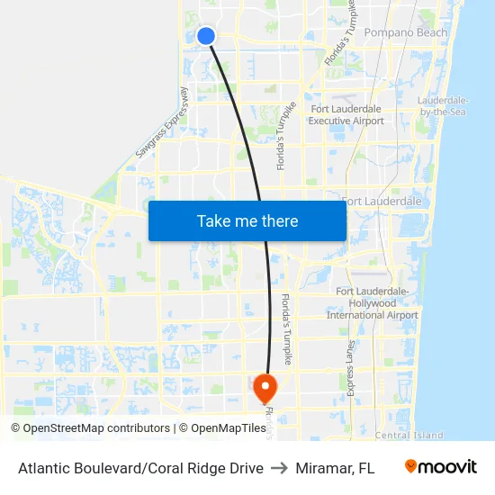 Atlantic Boulevard/Coral Ridge Drive to Miramar, FL map