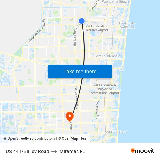 US 441/Bailey Road to Miramar, FL map