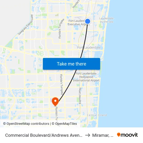 Commercial Boulevard/Andrews Avenue to Miramar, FL map