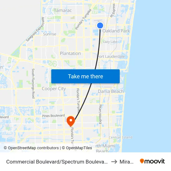 Commercial Boulevard/Spectrum Boulevard - (Northwest 17th Way) to Miramar, FL map