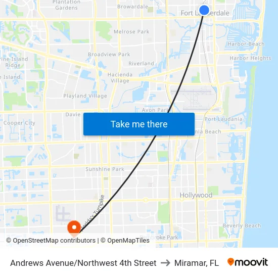 Andrews Avenue/Northwest 4th Street to Miramar, FL map