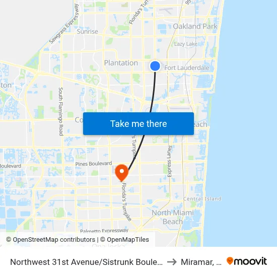 Northwest 31st Avenue/Sistrunk Boulevard to Miramar, FL map
