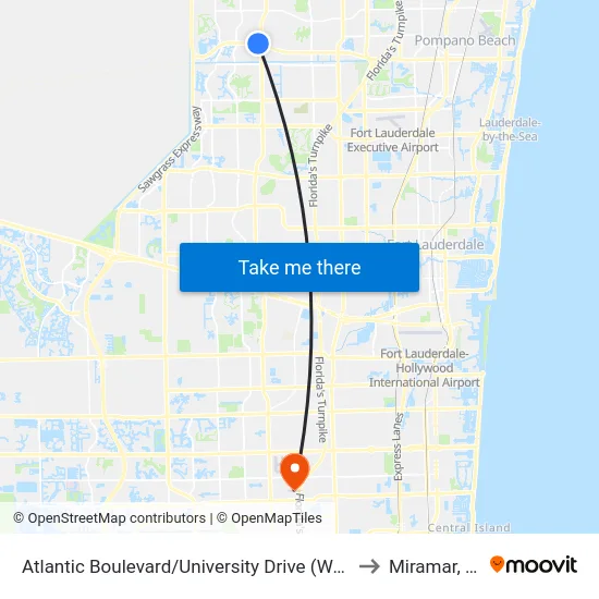 Atlantic Boulevard/University Drive (West) to Miramar, FL map
