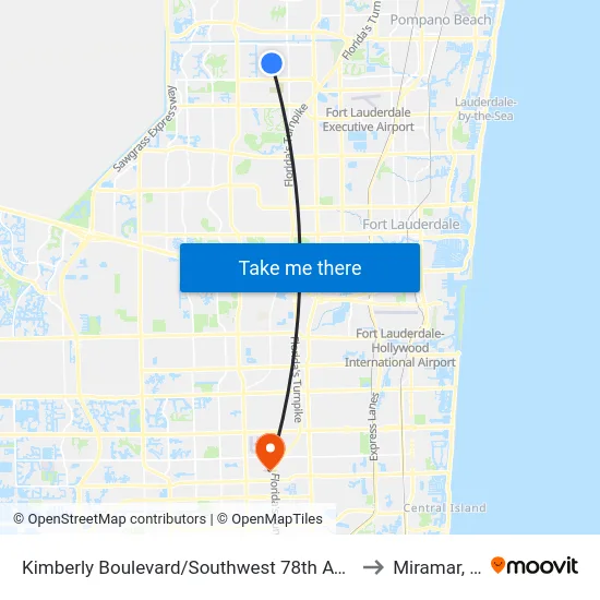 Kimberly Boulevard/Southwest 78th Avenue to Miramar, FL map