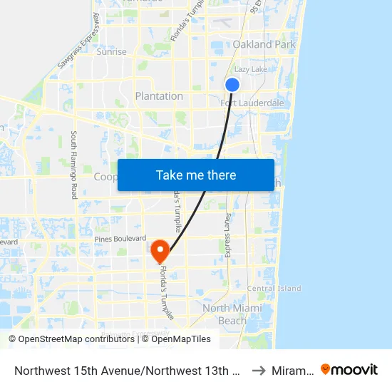 Northwest 15th Avenue/Northwest 13th Court - (Chateau Park) to Miramar, FL map