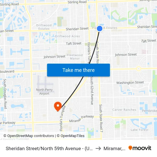 Sheridan Street/North 59th Avenue - (US 441) to Miramar, FL map