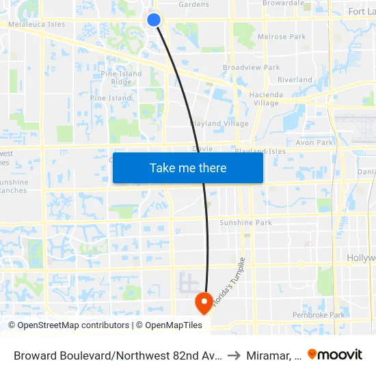 Broward Boulevard/Northwest 82nd Avenue to Miramar, FL map