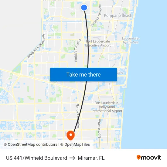 US 441/Winfield Boulevard to Miramar, FL map