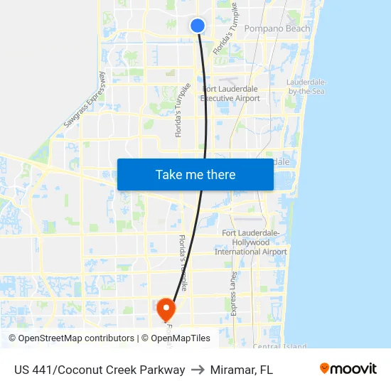 US 441/Coconut Creek Parkway to Miramar, FL map