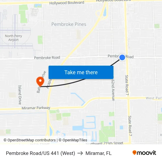 Pembroke Road/US 441 (West) to Miramar, FL map