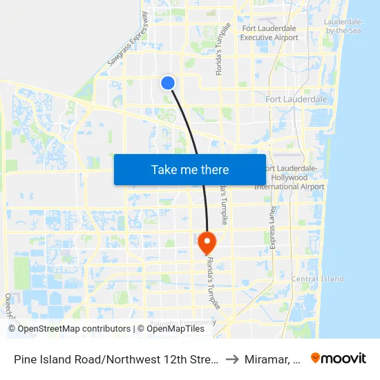 Pine Island Road/Northwest 12th Street to Miramar, FL map