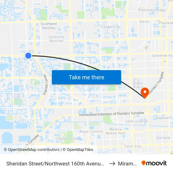 Sheridan Street/Northwest 160th Avenue - (Dykes Road) to Miramar, FL map