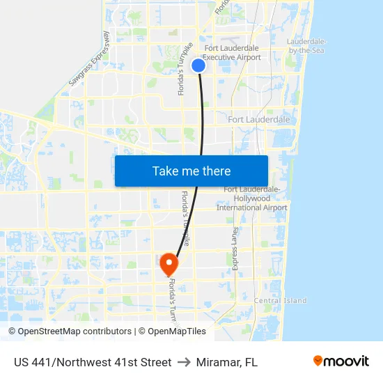US 441/Northwest 41st Street to Miramar, FL map