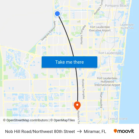 Nob Hill Road/Northwest 80th Street to Miramar, FL map