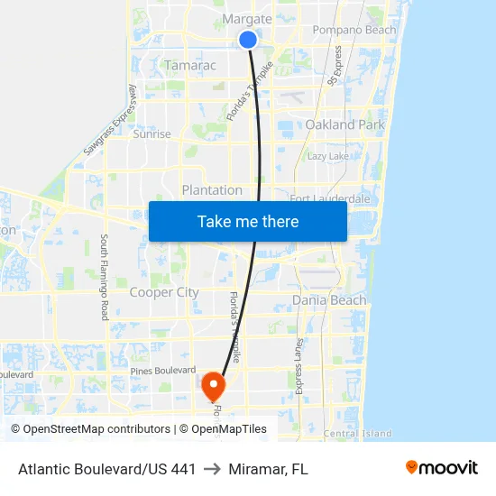 Atlantic Boulevard/US 441 to Miramar, FL map