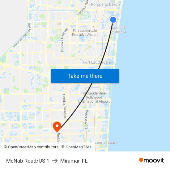 McNab Road/US 1 to Miramar, FL map