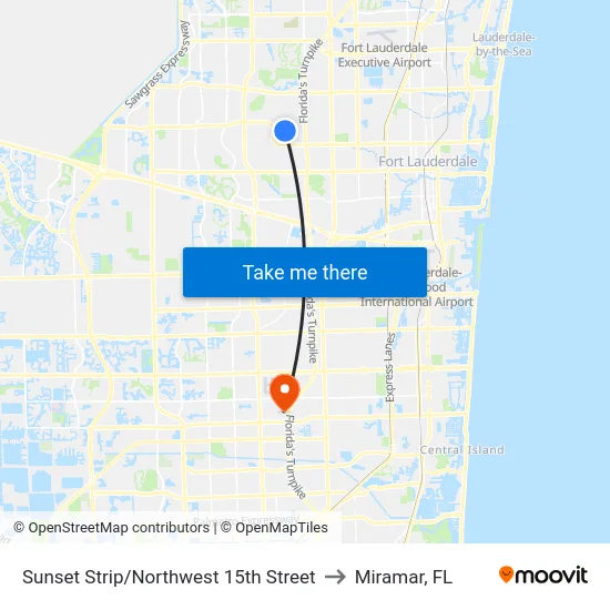 Sunset Strip/Northwest 15th Street to Miramar, FL map