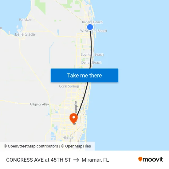 CONGRESS AVE at  45TH ST to Miramar, FL map
