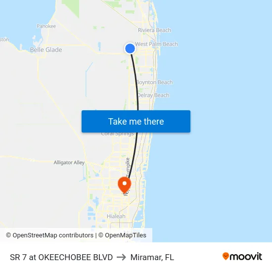 SR 7 at  OKEECHOBEE BLVD to Miramar, FL map