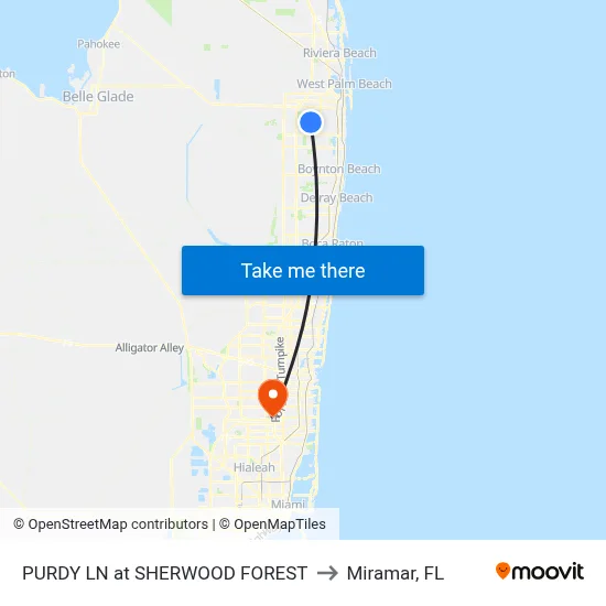 PURDY LN at SHERWOOD FOREST to Miramar, FL map