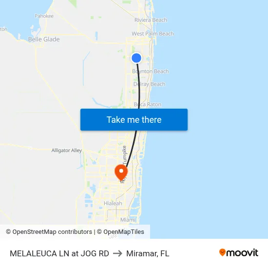 MELALEUCA LN at JOG RD to Miramar, FL map