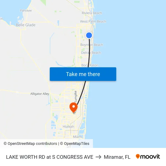 LAKE WORTH RD at S CONGRESS AVE to Miramar, FL map