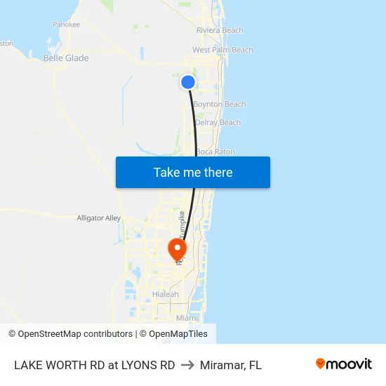 LAKE WORTH RD at LYONS RD to Miramar, FL map