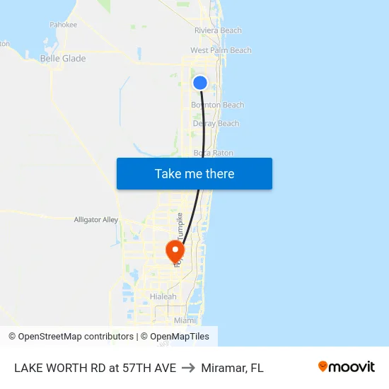 LAKE WORTH RD at 57TH AVE to Miramar, FL map