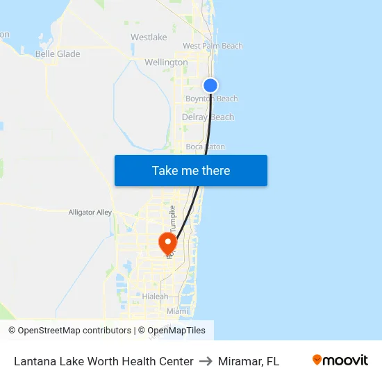 Lantana Lake Worth Health Center to Miramar, FL map