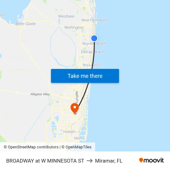 BROADWAY at  W MINNESOTA ST to Miramar, FL map