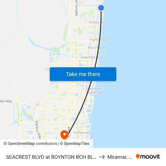 SEACREST BLVD at  BOYNTON BCH BLVD to Miramar, FL map