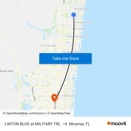 LINTON BLVD at MILITARY TRL to Miramar, FL map