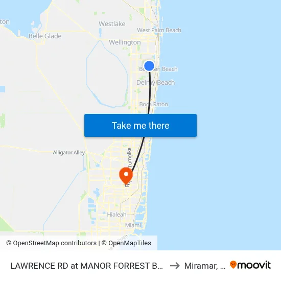 LAWRENCE RD at  MANOR FORREST BLVD S to Miramar, FL map
