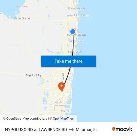 HYPOLUXO RD at  LAWRENCE RD to Miramar, FL map