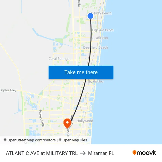 ATLANTIC AVE at MILITARY TRL to Miramar, FL map