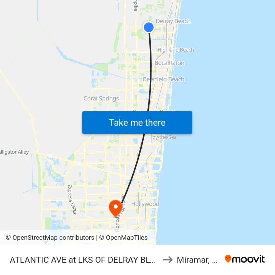 ATLANTIC AVE at  LKS OF DELRAY BLVD to Miramar, FL map
