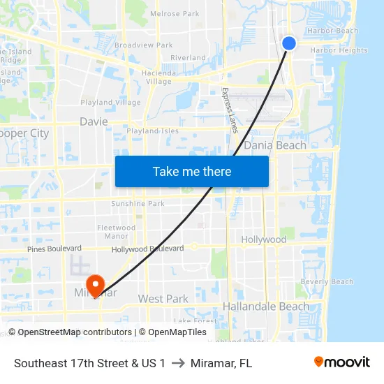 Southeast 17th Street & US 1 to Miramar, FL map
